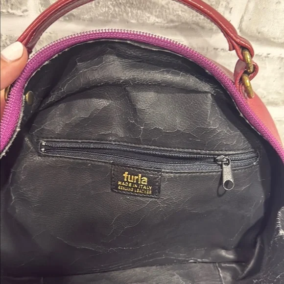 Furla Deep Red Leather Cosmetic Bag - Picture 7 of 8